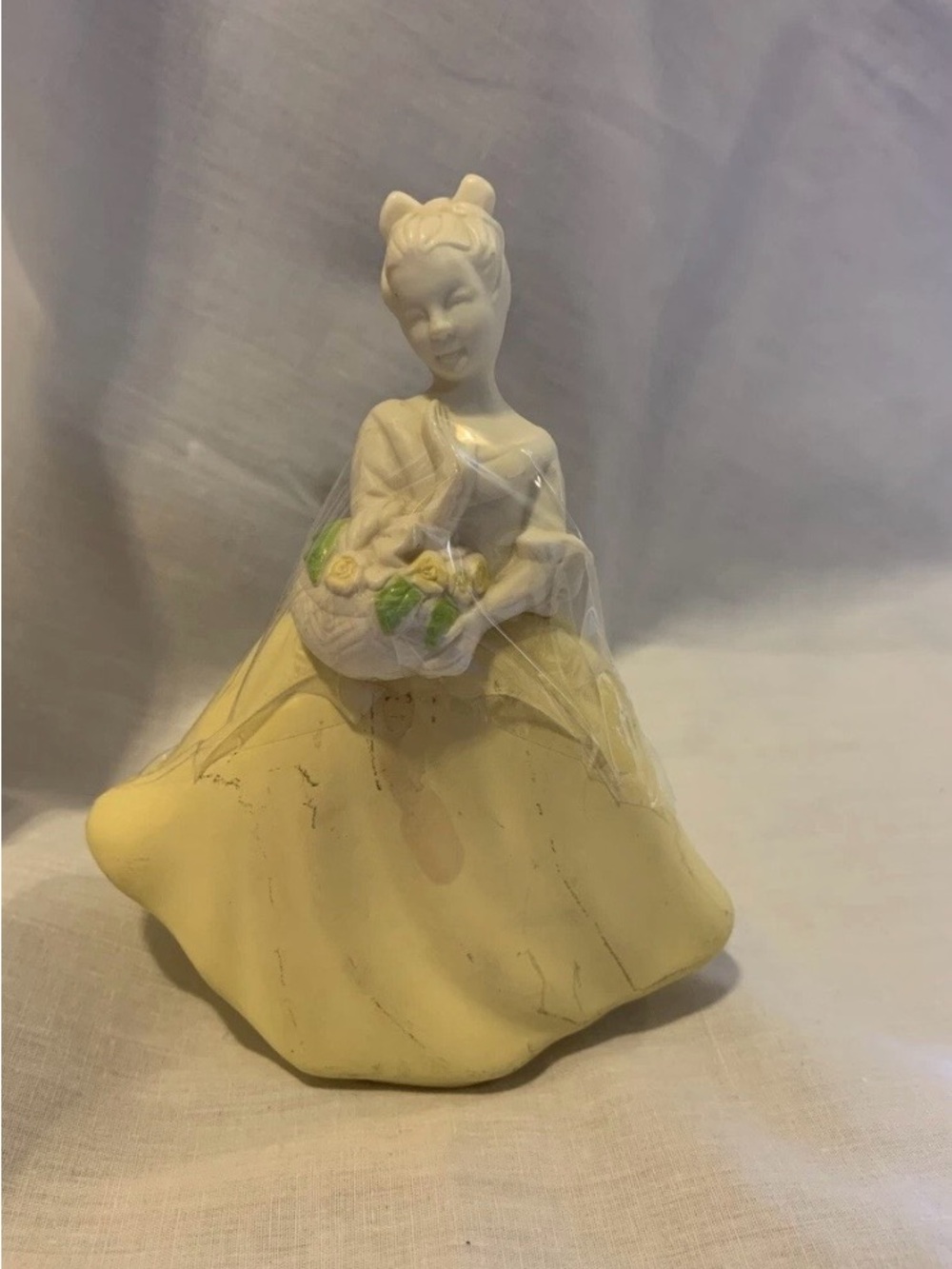 Elegant Yellow Ceramic Lady Figurine - Home Accents